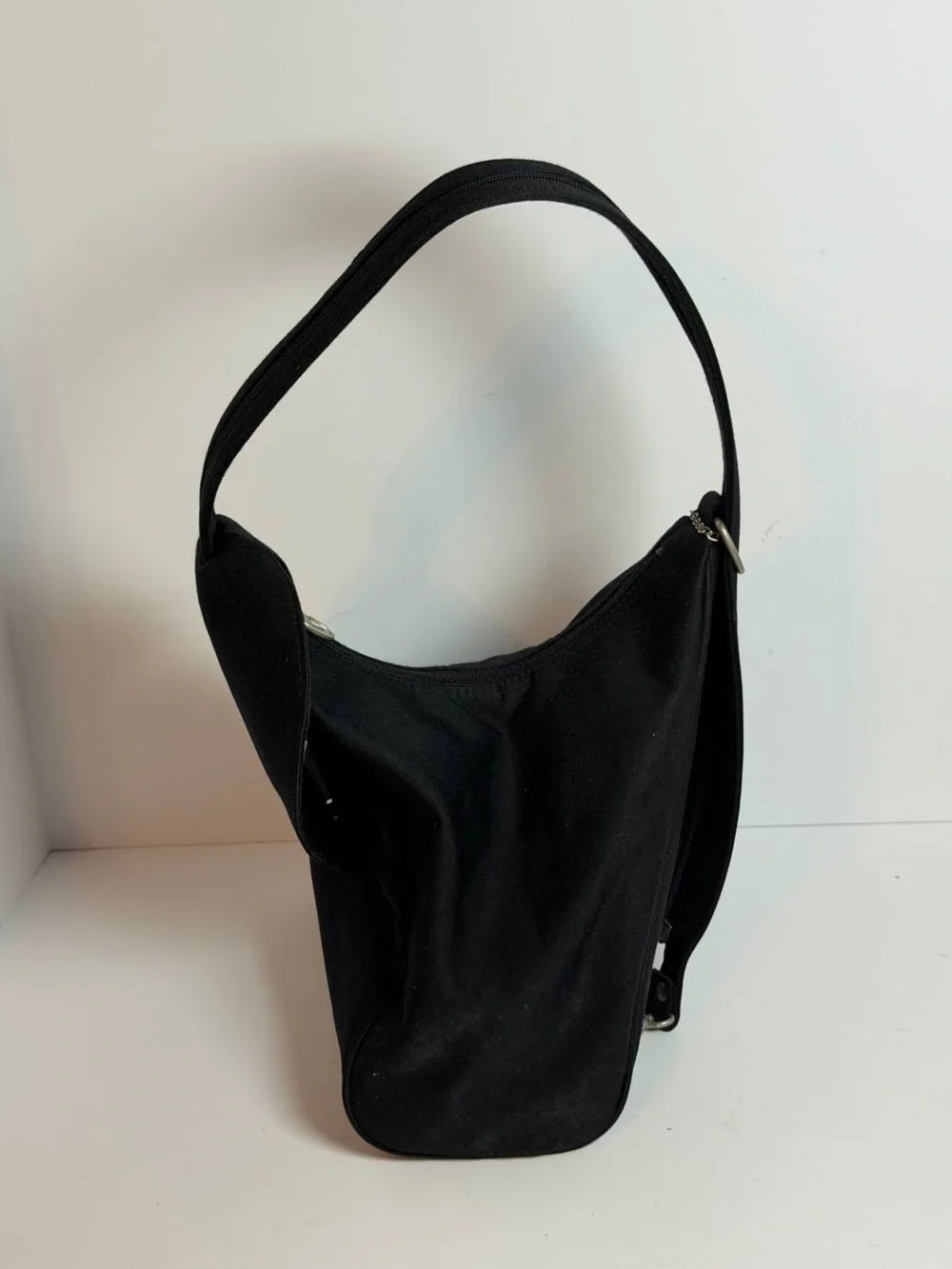 Gianni Valentino Black Convertible Sling Backpack Bag